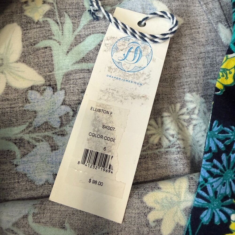 Draper James Elliston Floral Skirt A-Line Mini Navy Yellow Size 6 - Picture 6 of 8